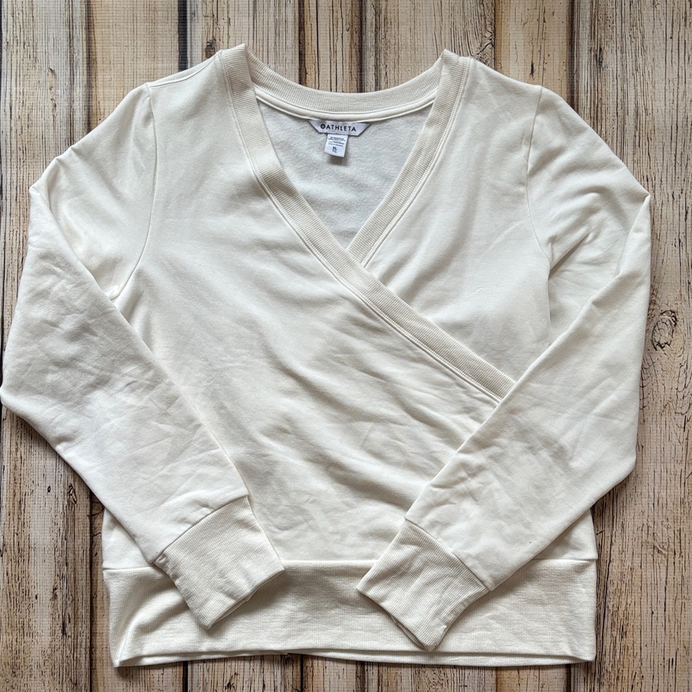 Athleta Off-White wrap Sweatshirt